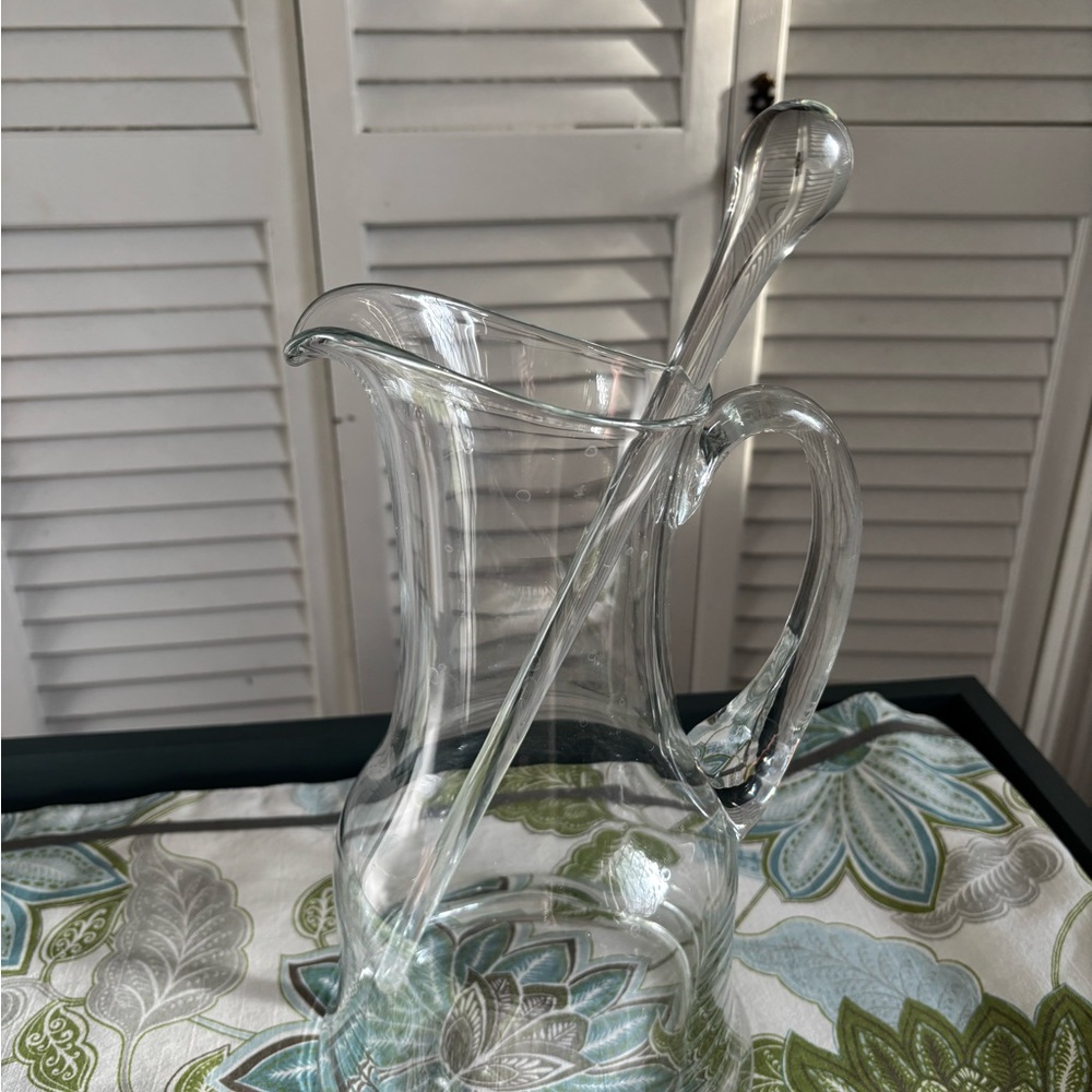 Elegant Clear Glass Pitcher with Stirrer